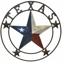 32" Red White Blue Texas License Plate Star in Rope