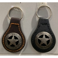 Leather Keychain Hollow Star Concho