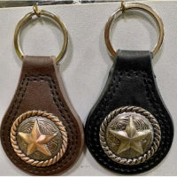 Leather Keychain Hollow Star with Rope Concho