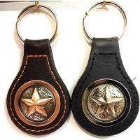 Leather Keychain Star Concho