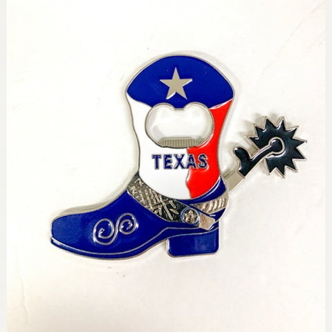 Texas Boot Bottle Opener Metal Magnet