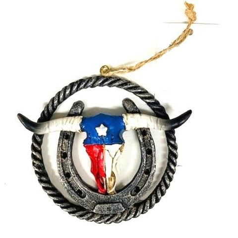 Texas Longhorn with Horseshoe Ornament