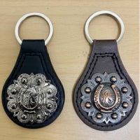 Leather Keychain Horseshoe Concho