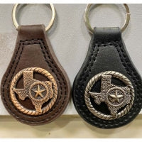 Leather Keychain Texas Star Concho