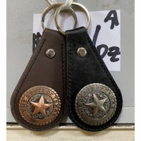 Stud Leather Keychain Texas Seal Concho