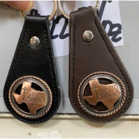 Stud Leather Keychain Praying Cowboy Texas Concho
