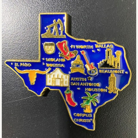 Texas City Map Metal Magnet