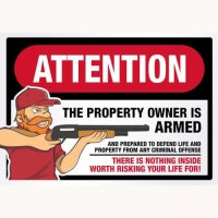 Property Owner is Armed 12 x 16 Tin Sign