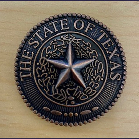 Large Copper Texas Seal Concho Set of 12