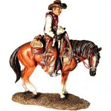 Cowboy on Horse with Calf