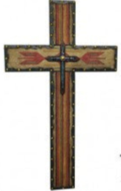 Aztec with Gold Button 22" Wall Cross