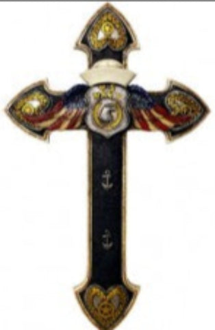 Navy Winged Wall Cross