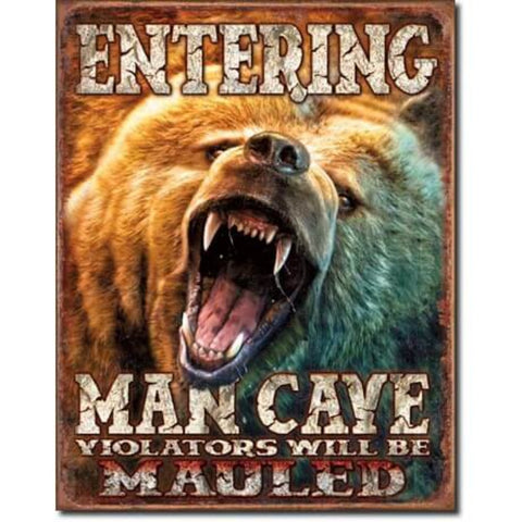 1817 Man Cave ~ Grizzly Bear Tin Sign
