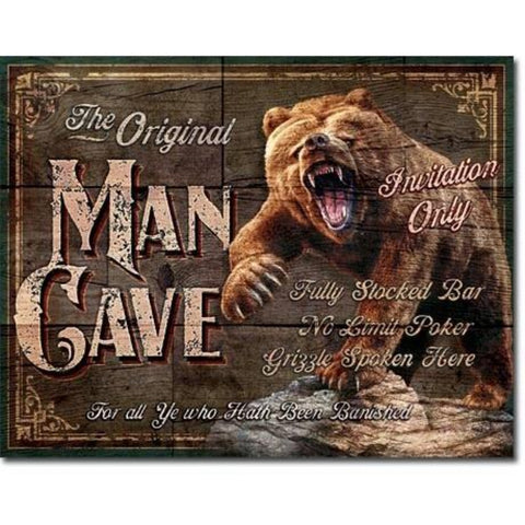 1925 The Original Man Cave ~ Bear Tin Sign