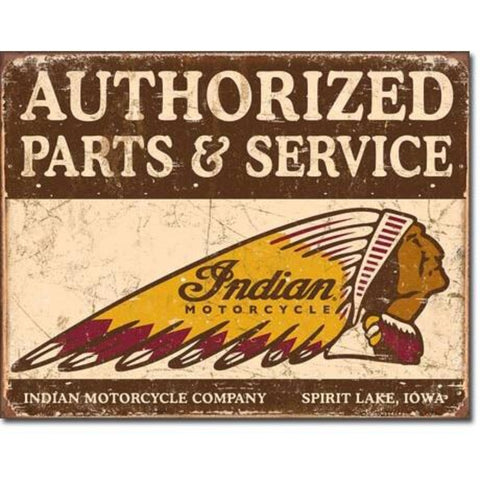 1930 Indian Motorcycle Authorized Parts Tin Sign
