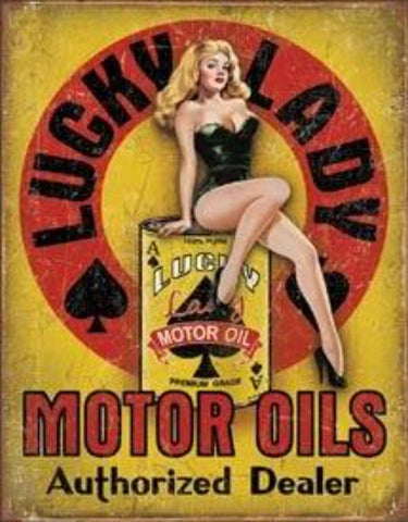 1998 Lucky Lady Motor Oil Tin Sign