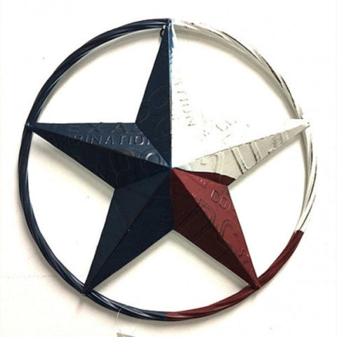 12" Red White & Blue License Plate Star in Rope