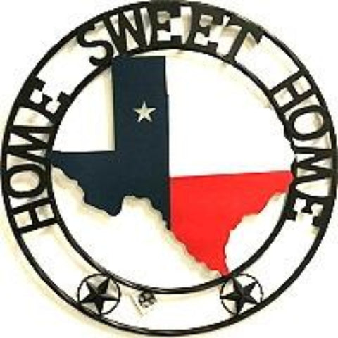 24" Red White Blue Home Sweet Home Texas Map in Rope