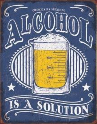 2237 Alcohol Is A Solution Tin Sign