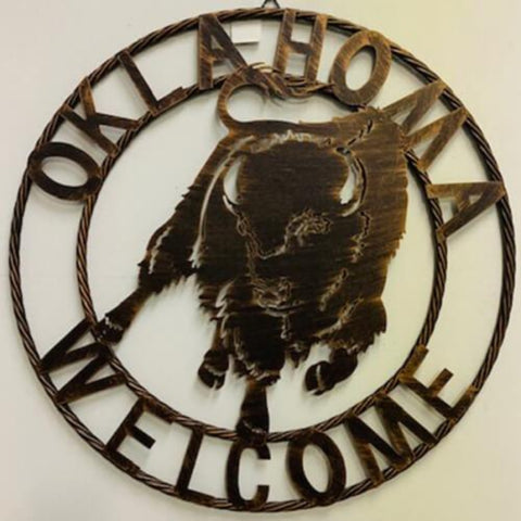 23.5" Metal Oklahoma Buffalo Decor