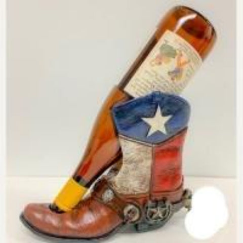 Texas Flag with Spur Boot Wine Bottle Holder