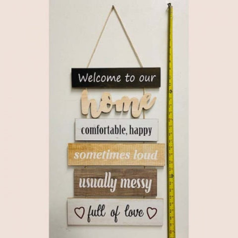 Welcome To Our Home Hanging Wood Sign