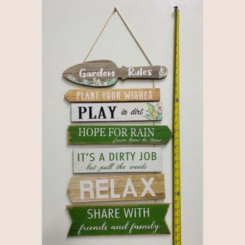 Garden Rules Hanging Wood Sign