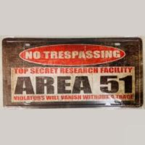 Area 51 ~ Tin Sign License Plate