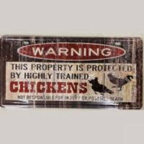 Warning Chickens ~ Tin Sign License Plate