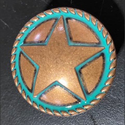 Star Rope Turquoise Concho Drawer Pull