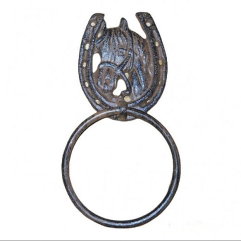Horse Head with Horseshoe Towel Ring