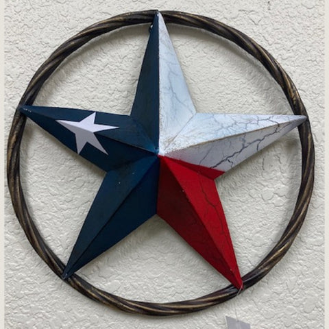 12" Metal Texas Cracked Star with Single Rope