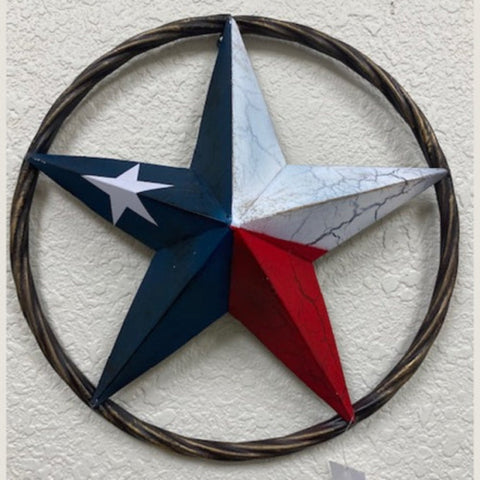 18" Metal Texas Cracked Star with Single Rope
