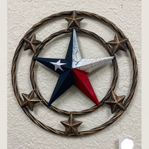 12"  Red White Blue Texas Star In Rope