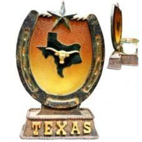 Texas Horseshoe Clear-Resin Candle Holder