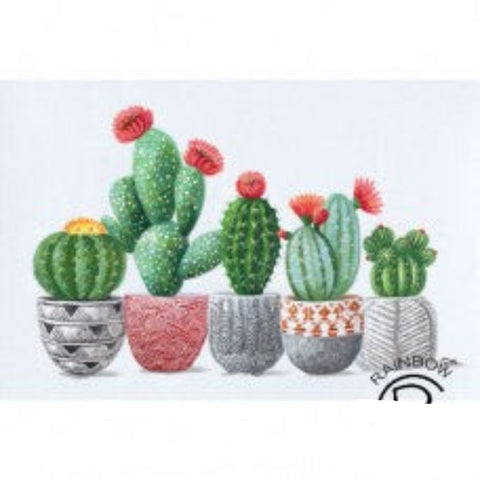 Cactus with Five Pot Canvas