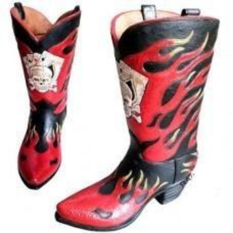 Skull with Fire 10" Boot