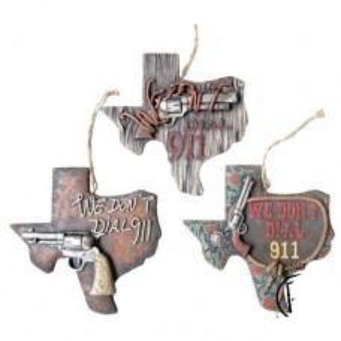 Texas We Don't Dial 911 Ornament Set of 3