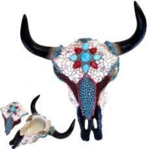 Turquoise Mosaic Cow Skull ~ Small