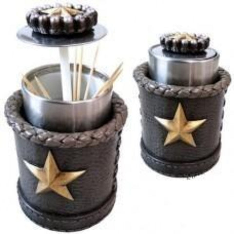 Gold Star with Tool Leather Toothpick Holder
