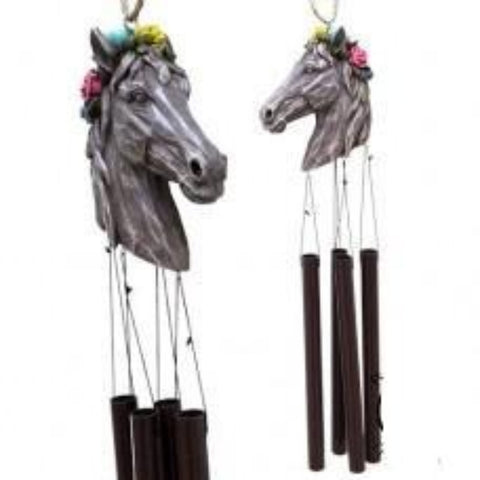 Gray Horse with Flowers Wind Chime
