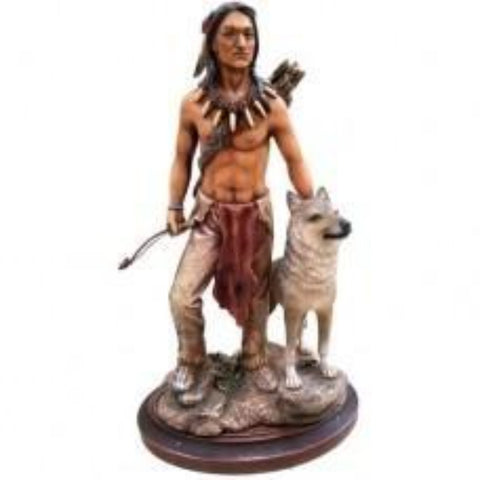 Indian with Wolf Figurine