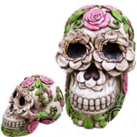 Skull with Rose Figurine