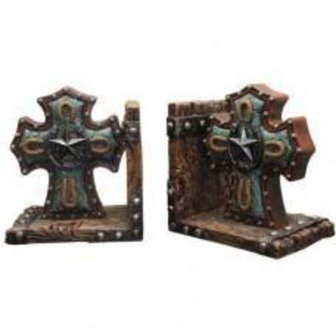 Cross Turquoise Bookend Set