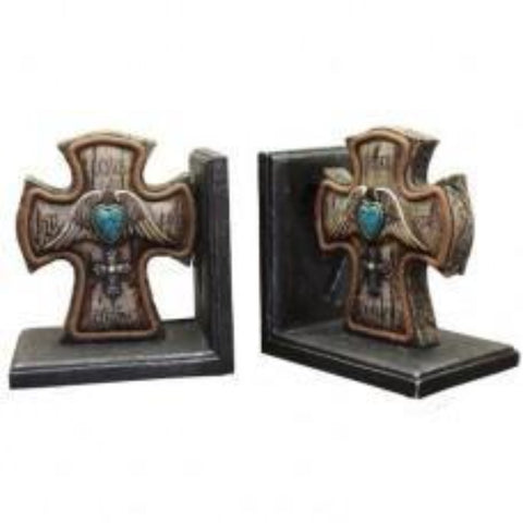 Cross with Heart Bookends