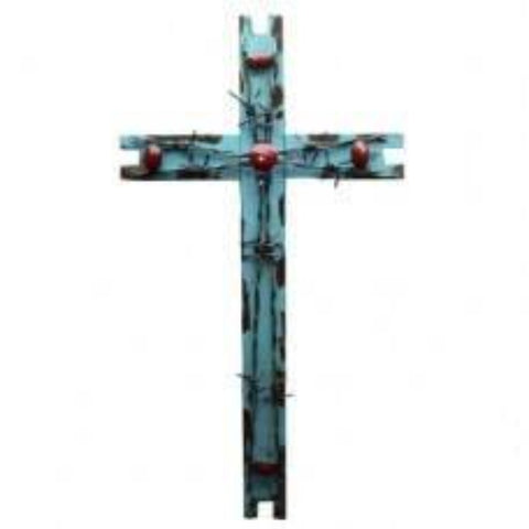 Turquoise Red Bead 22" Wall Cross