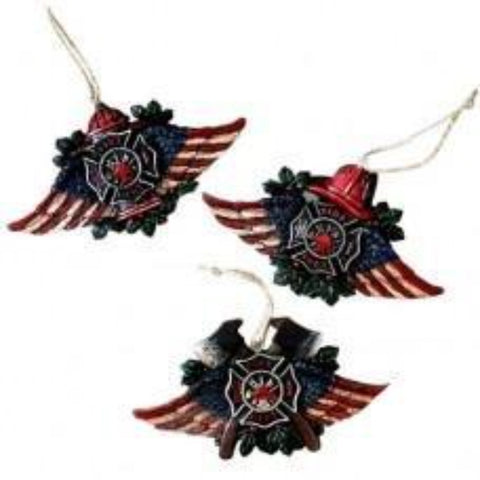 Fireman with Wing Ornament 3 Piece Set