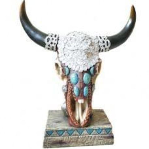 Cow Skull with Lace Plaque