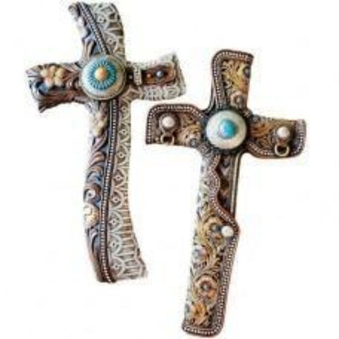 Flower with Concho Wall Cross Set of 2