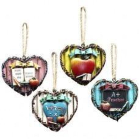 Heart Teacher Ornament 4 Piece Set